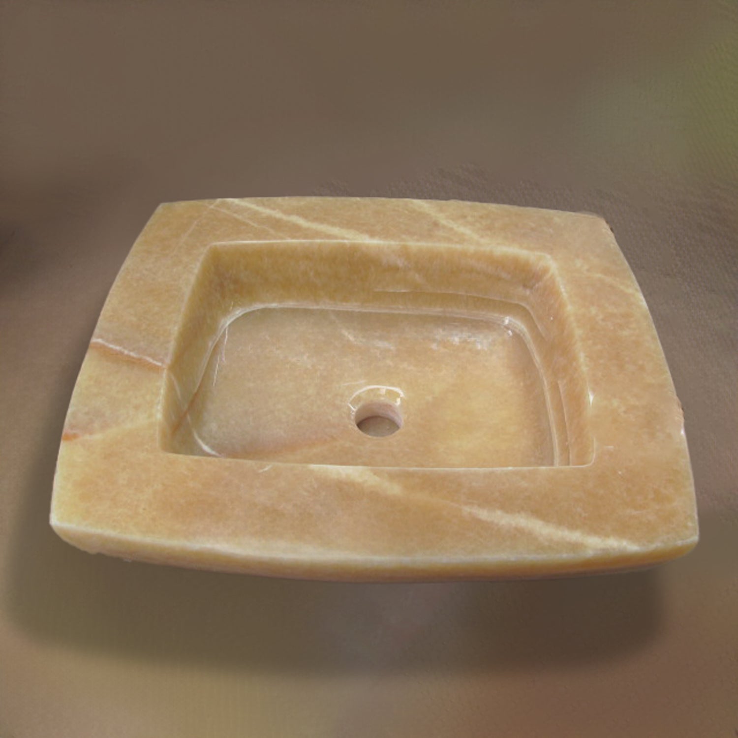 Custom Vanity Top with integral sink in honey onyx