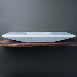Stone Forest Cortina Console Sink in honed carrara marble image 4 of 4