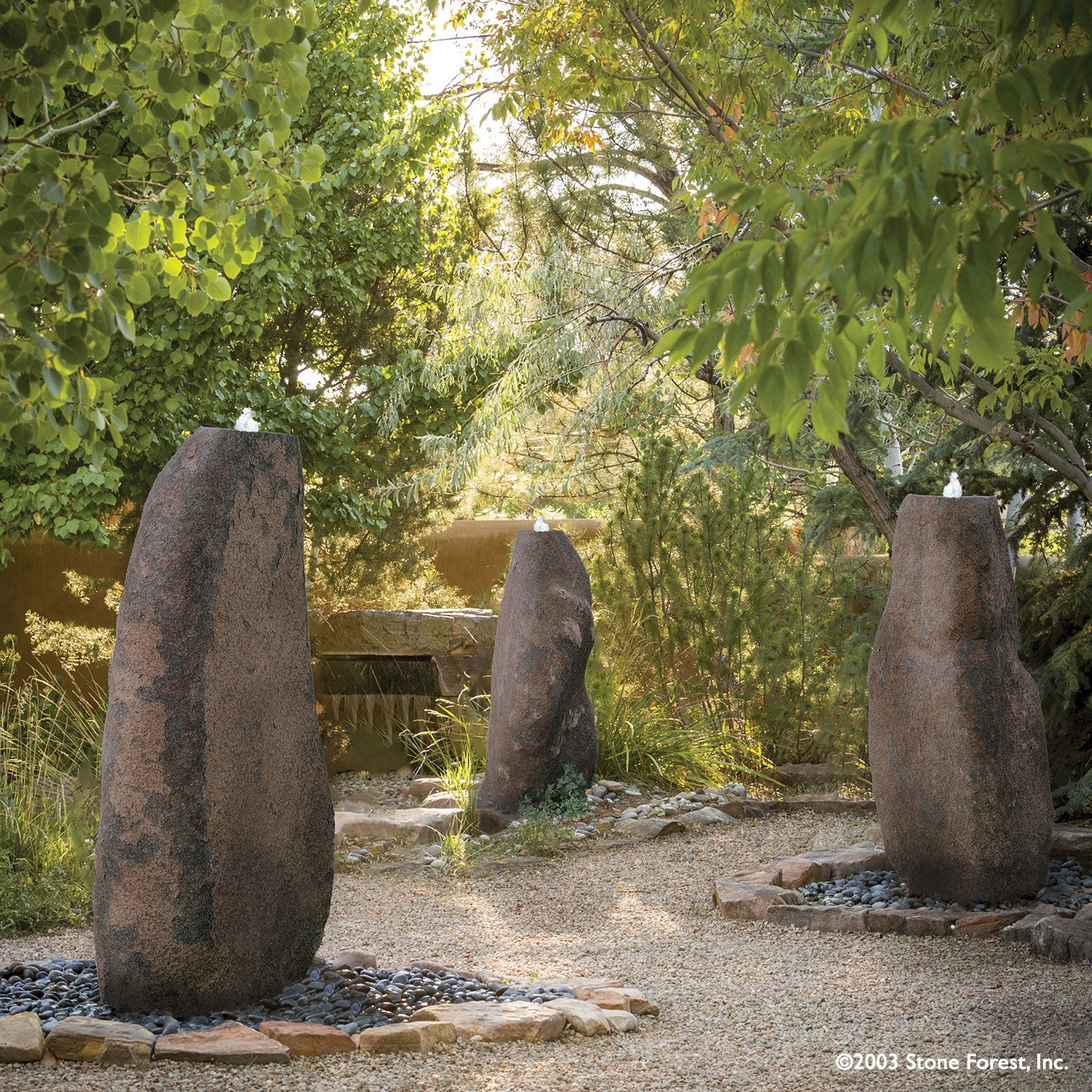 Stone Forest one-of-a-kind Large Granite Boulder garden fountains