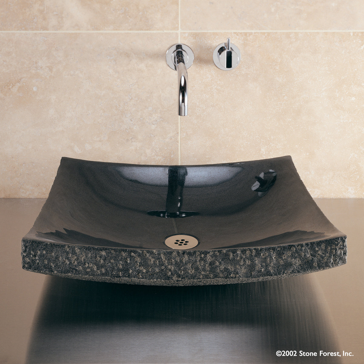 Zen Vessel Sink carved from black granite by Stone Forest image 1 of 2