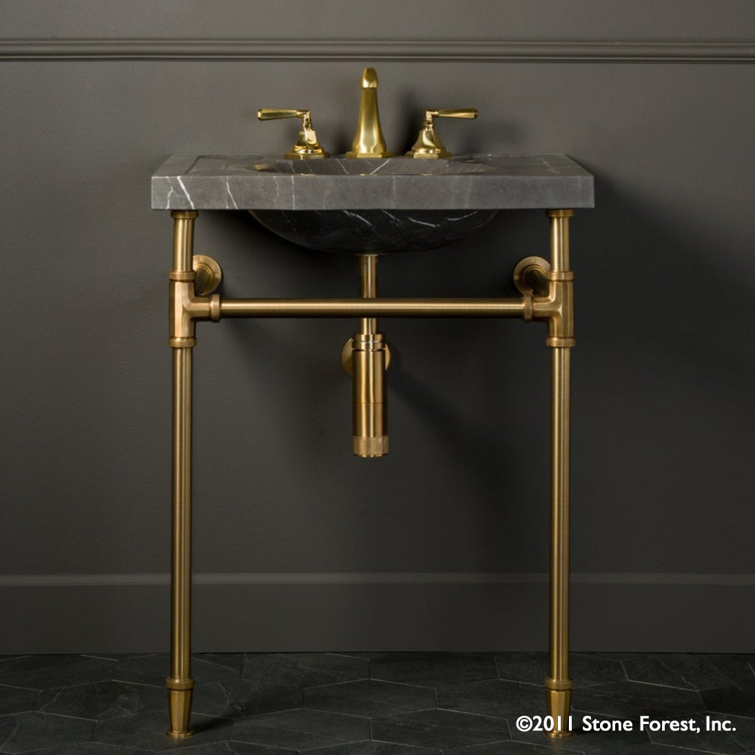 Vintage Washbasin Bath Sink marquina taupe marble
