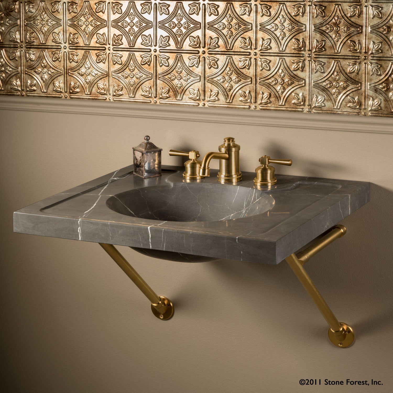 Vintage Washbasin Bath Sink marquina taupe marble