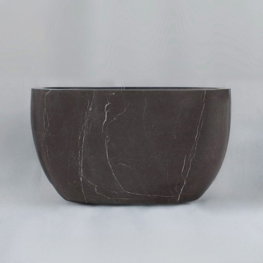 Custom Soaking Tub for Two in honed Marquina Taupe Marble
