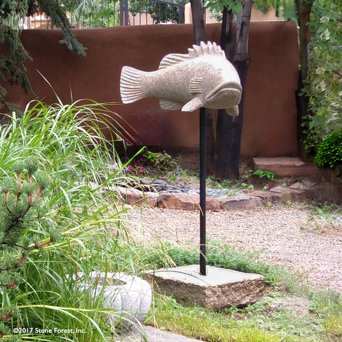 Stone Forest curved fish carved from beige granite image 5 of 5