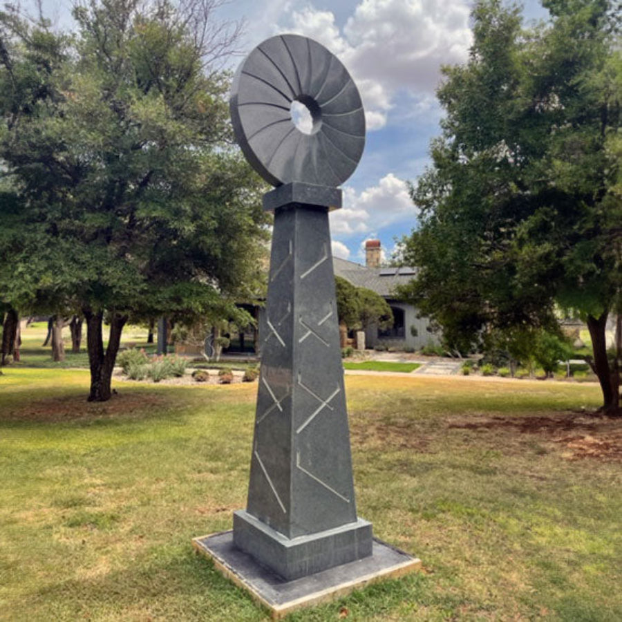 Custom Windmill Sculpture in gray granite