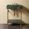 Fluted Lumbre Sink paired with Elemental Facet Shelf Vanity