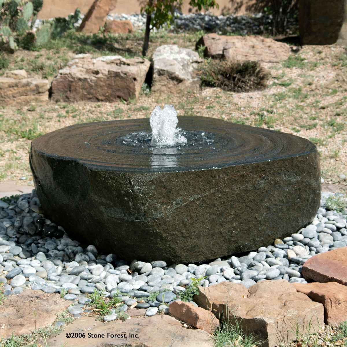 Stone Forest large Swirl garden fountain carved from granite image 2 of 2