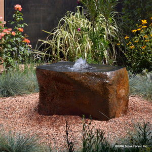 Stone Forest Hand Carved Edo garden fountain made from a granite boulder image 3 of 5