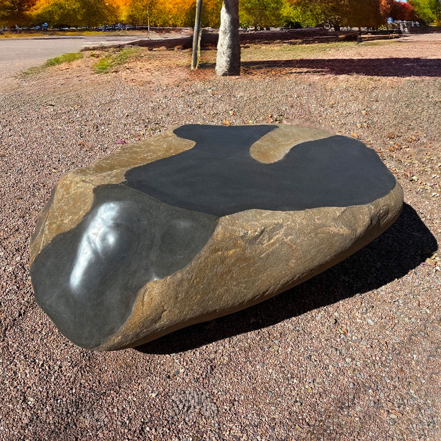 Large stone sculpture, overhead view