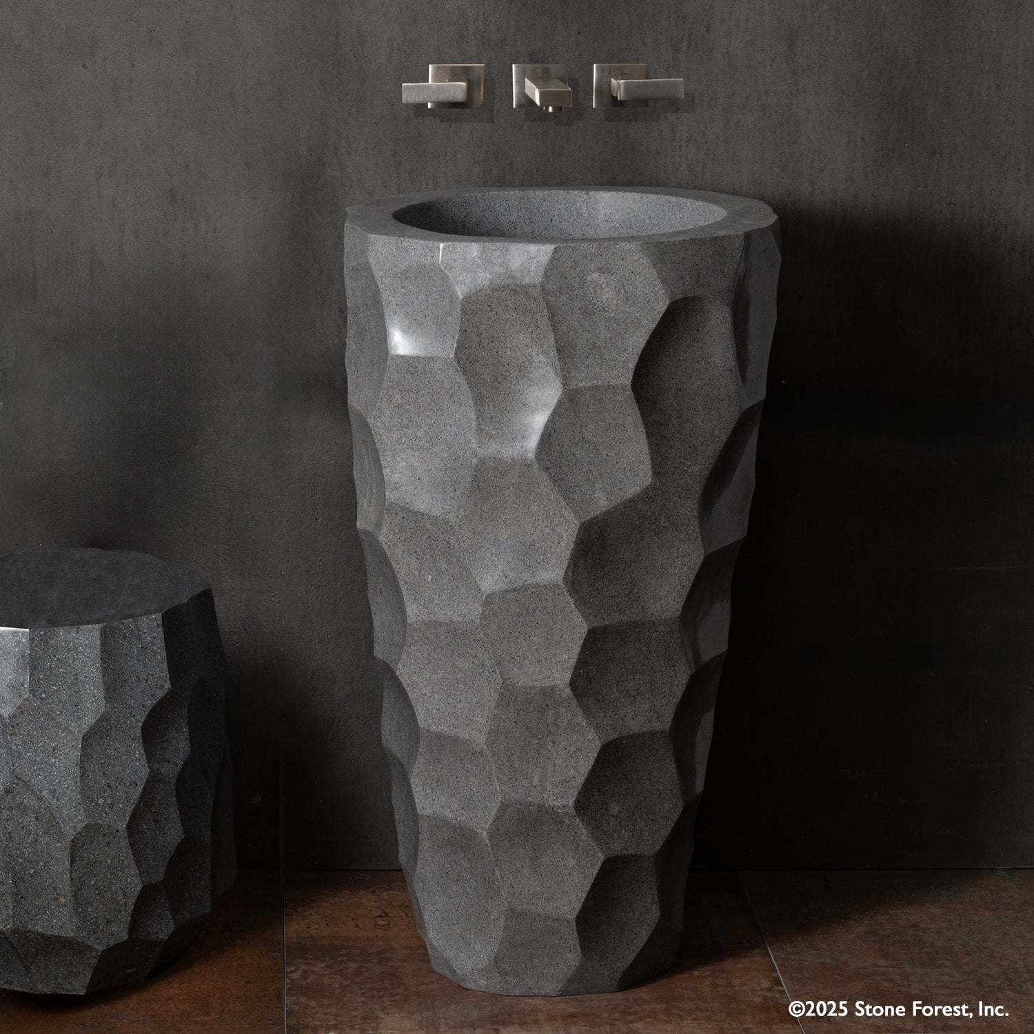 Lithic Pedestal Bath Sink - andesite