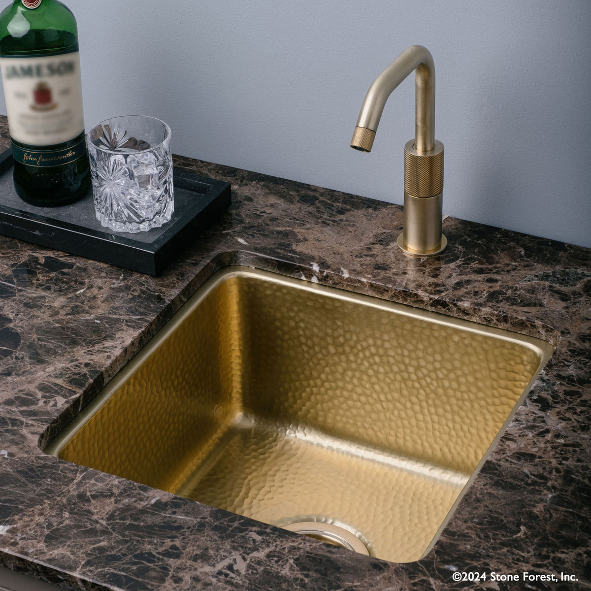 Square Brushed Brass Prep Sink image 1 of 2