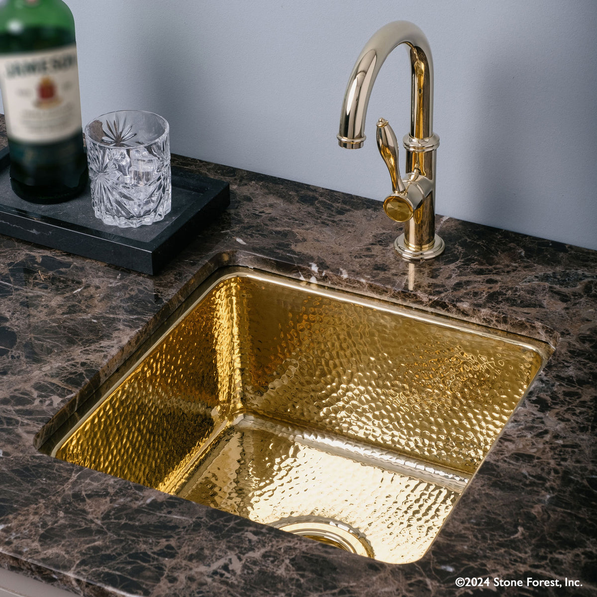 Square Polished Brass Prep Sink image 2 of 2
