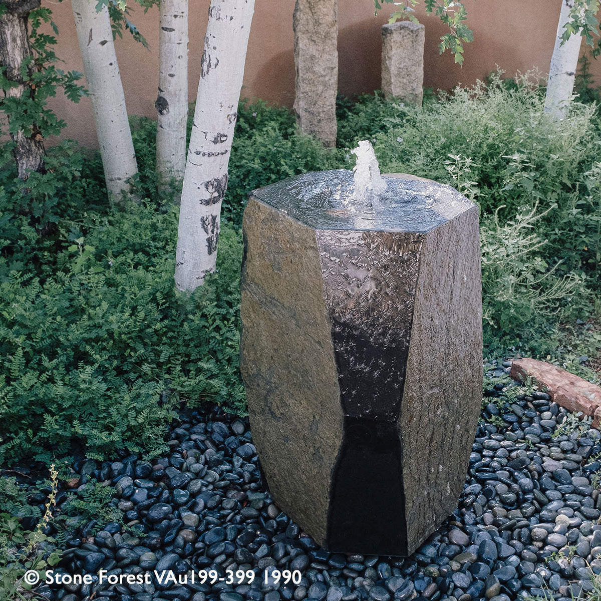 Stone Forest Mizubachi garden fountain carved from  basalt 39