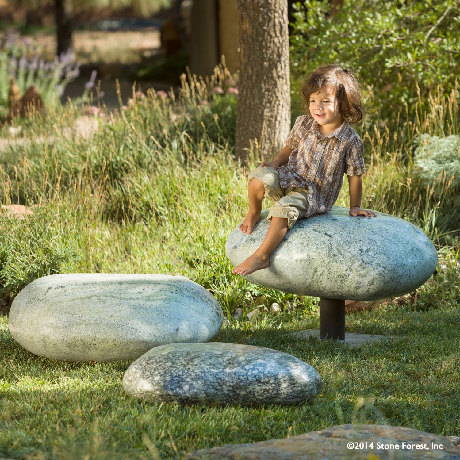 Stone Forest pebble seats carved from green marble