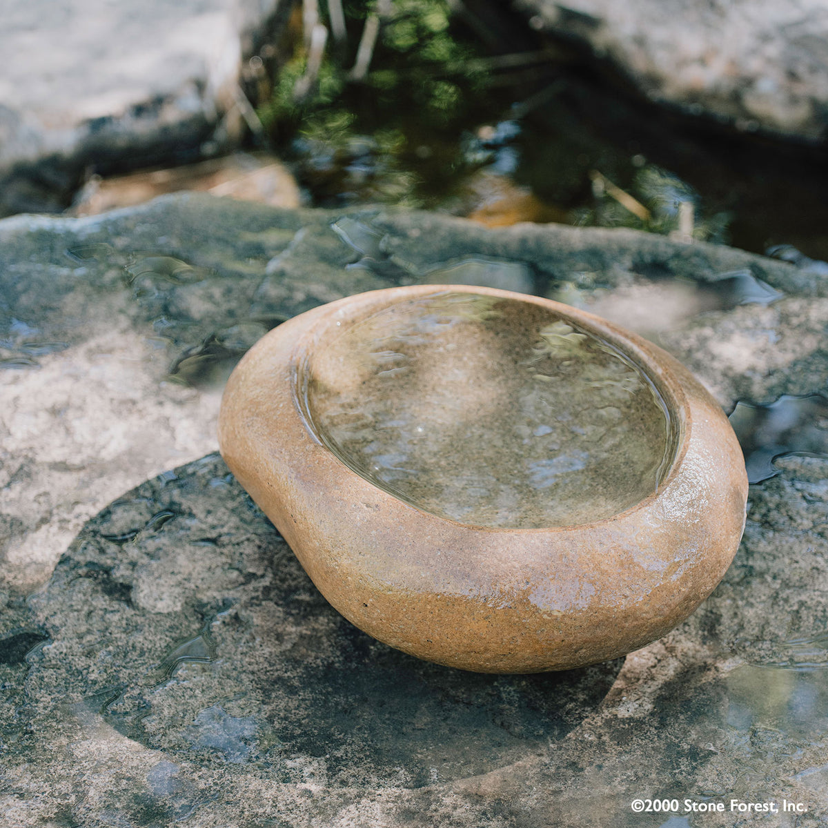 Riverstone Wabi Basin carved from a small natural granite boulder image 4 of 5