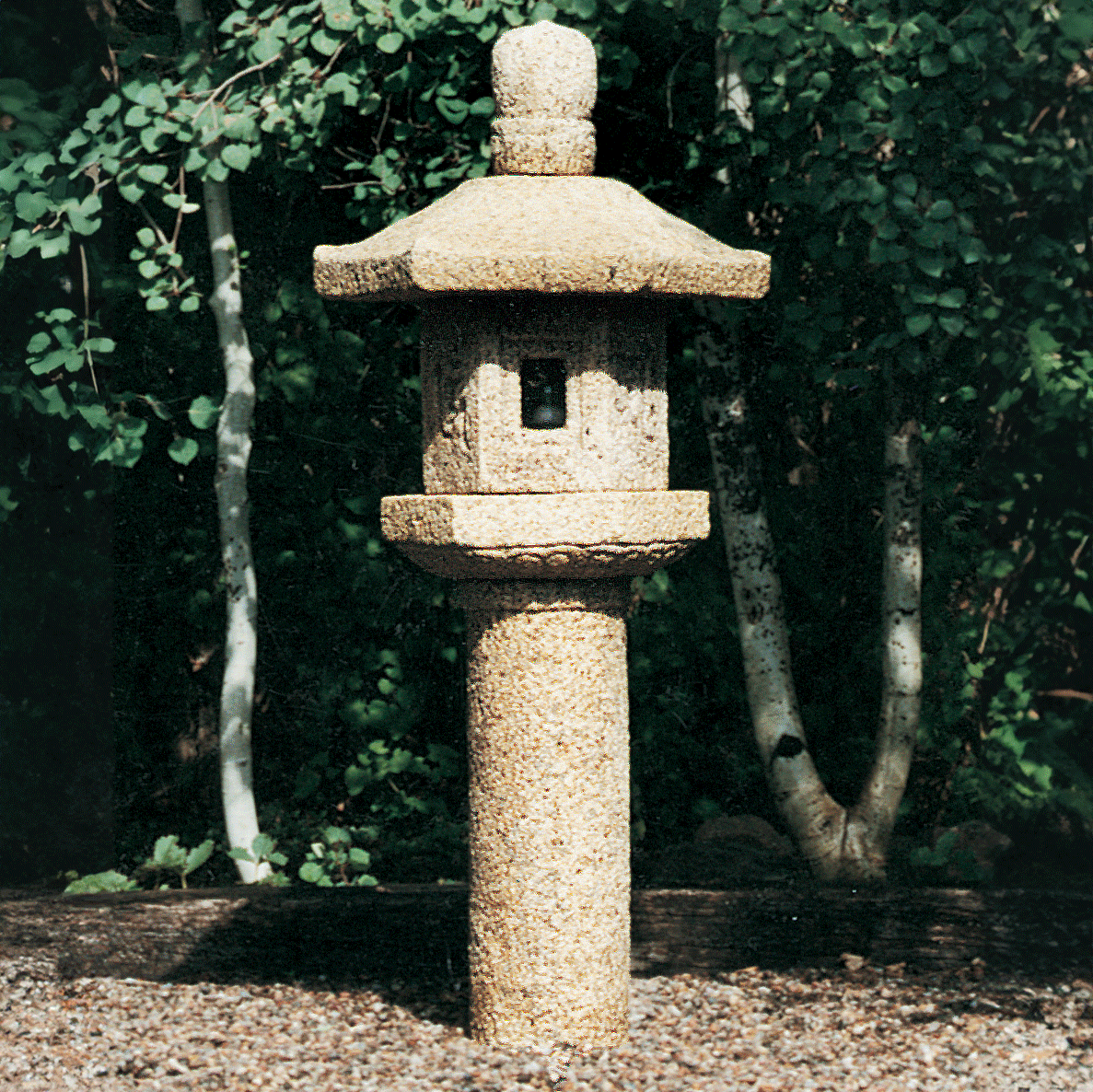 Beige granite Shinto lantern