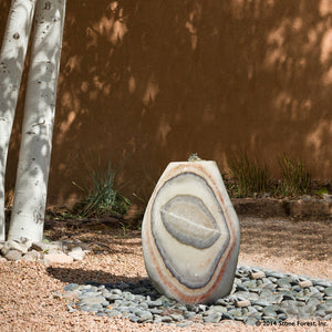 Stone Forest Pebble garden fountain carved from onyx 24