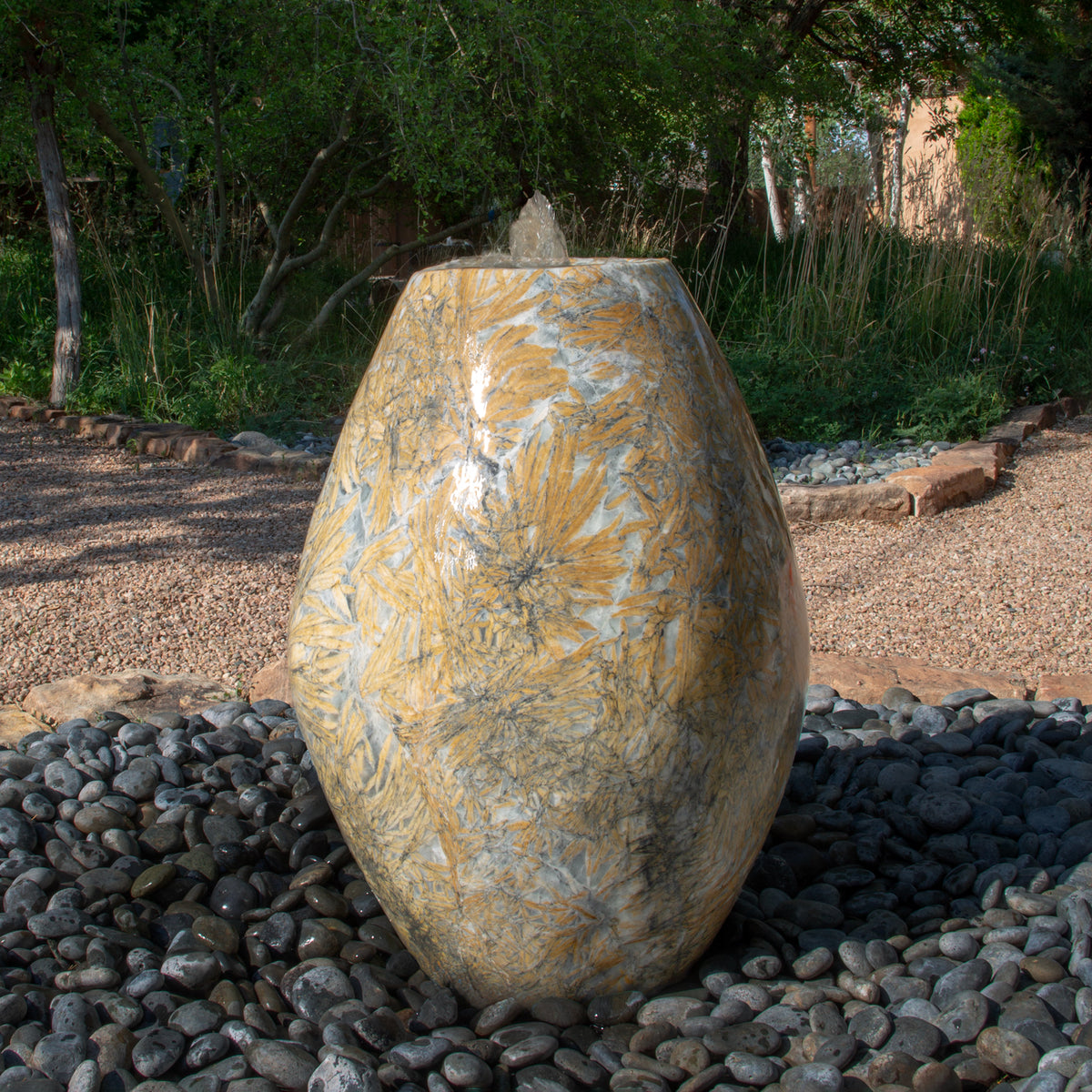 Large stone sculptural fountain carved from bamboo marble image 1 of 4