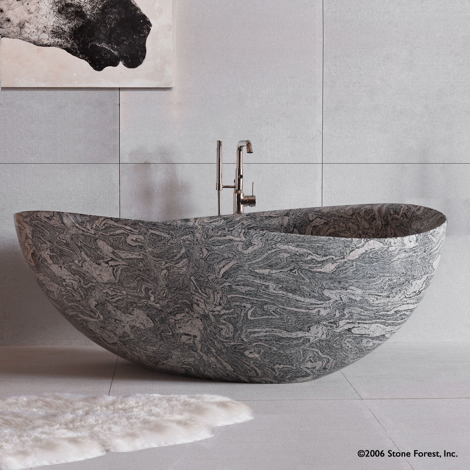 Stone Forest free standing Papillon Bathtub in cumulo granite