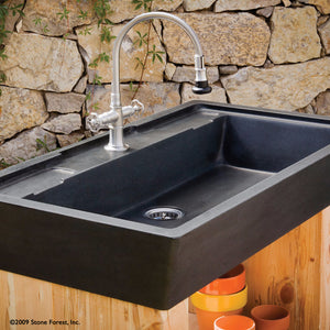 Salus Potting Sink in honed black granite.  image 1 of 3