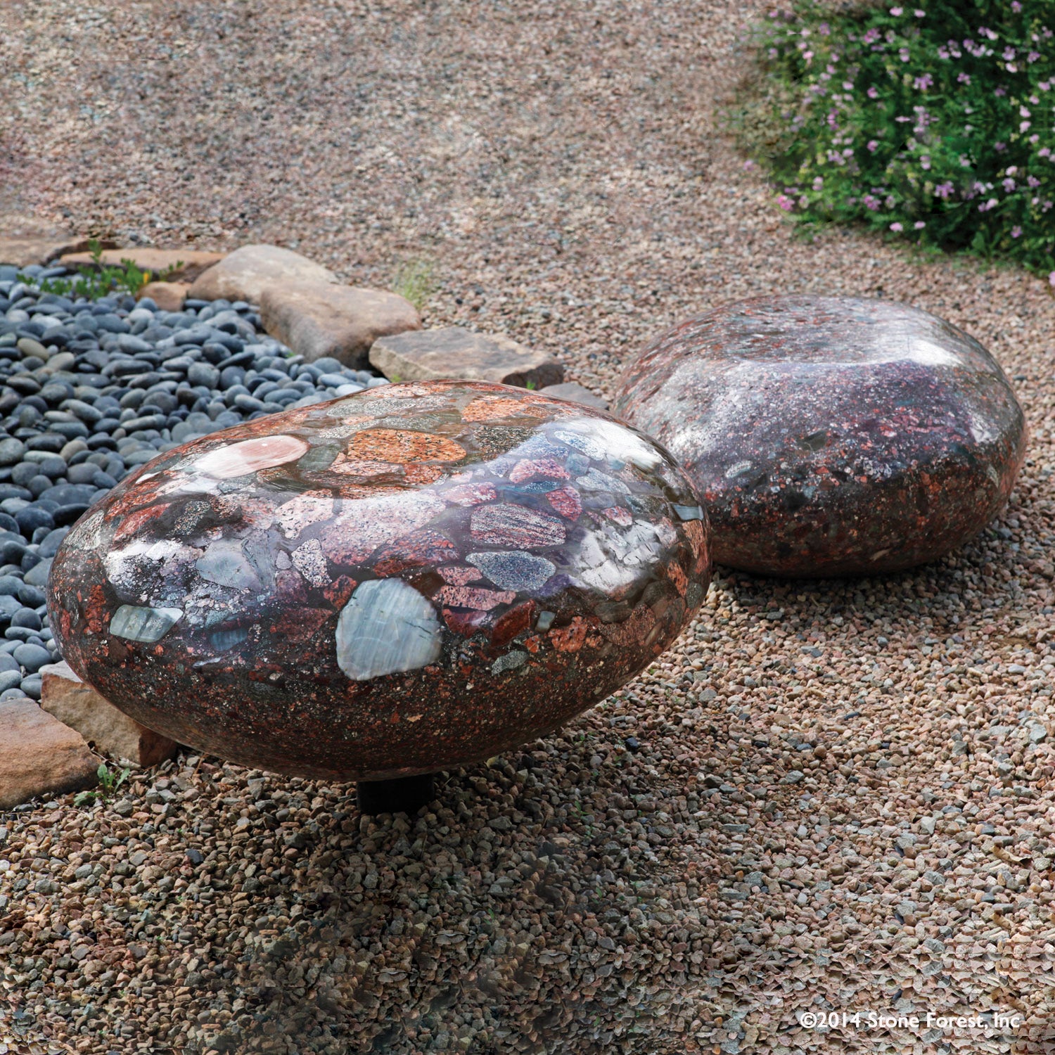 Stone Forest hand carved stone pebble seats