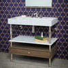 Ventus Bath Sink with Faucet Deck paired with Elemental Facet Console Vanity