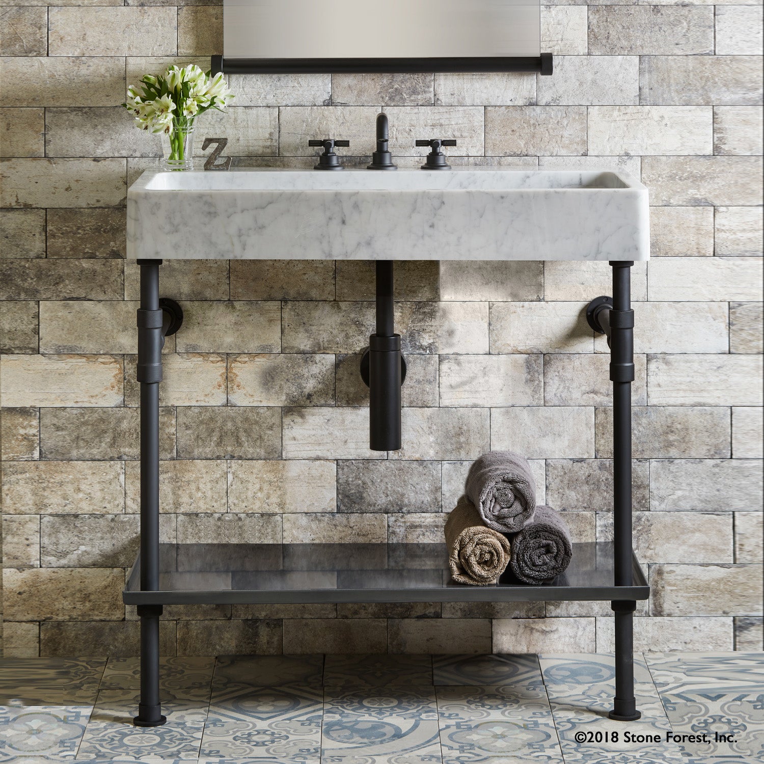 Trough Console SInk with Tray Vanity