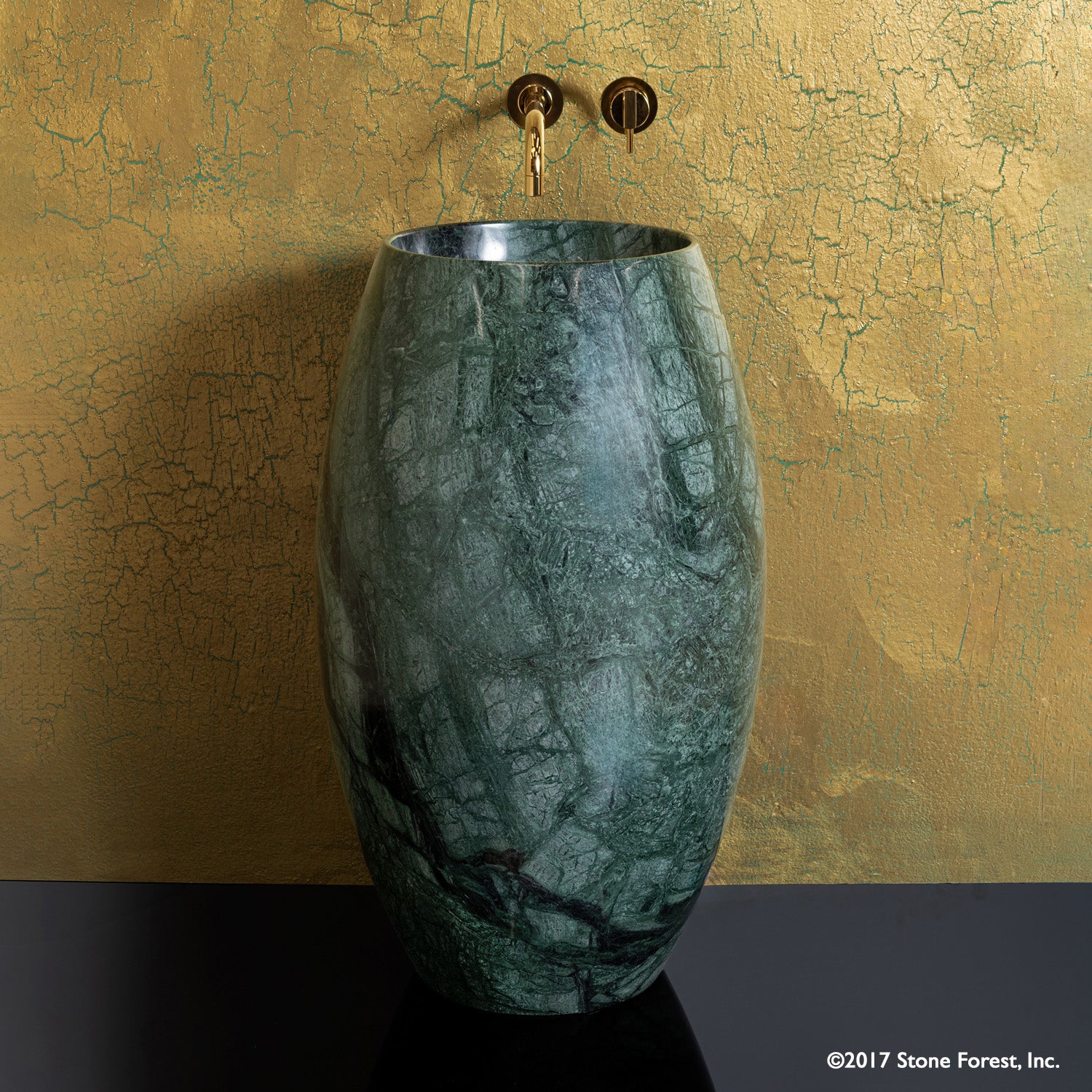 Green marble Barrel Pedestal bath sink
