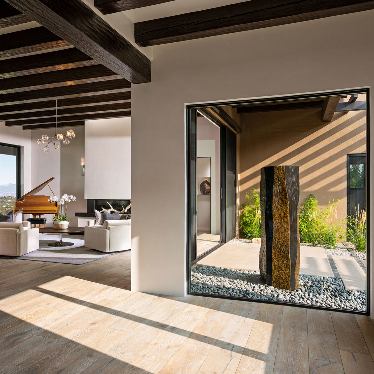 Stone Forest hand carved Basalt Column garden fountain 60