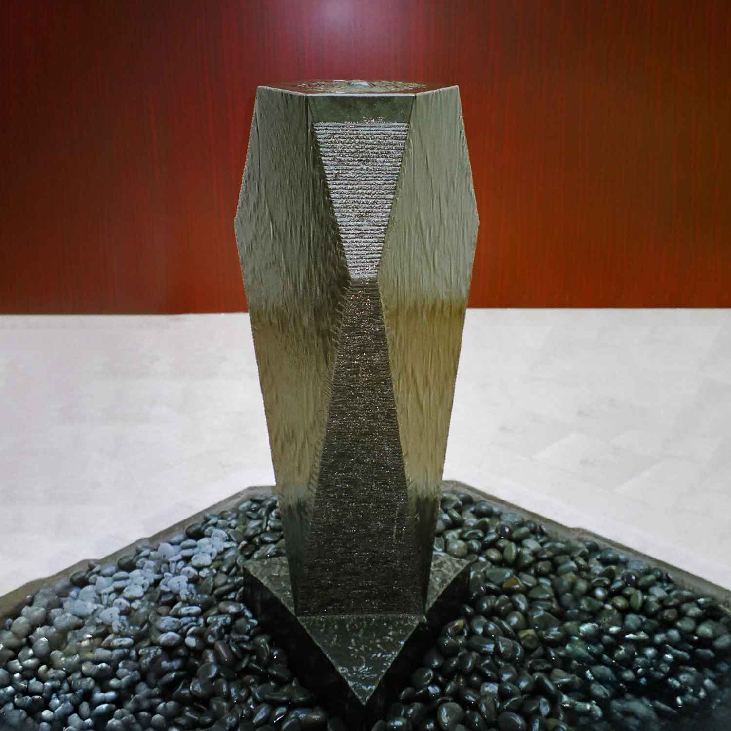 Custom Diamond Fountain in black granite