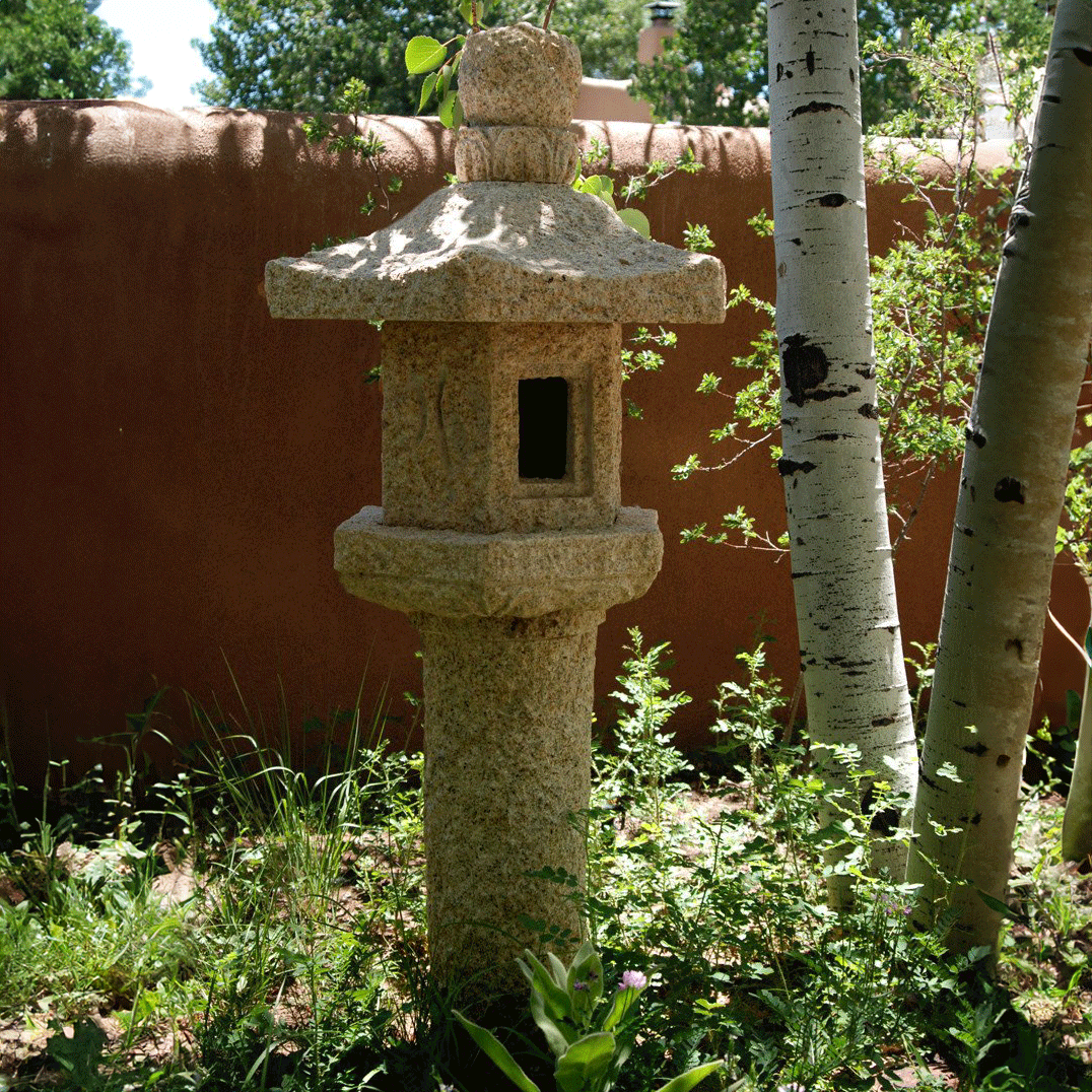 Beige granite Shinto lantern