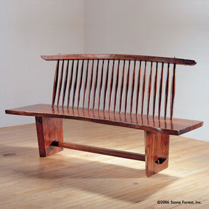 Sustainable hardwood Windsor Back Bench. Handcrafted using mortise and tenon joinery, our designs emphasize the natural or outer edge of the tree image 1 of 2