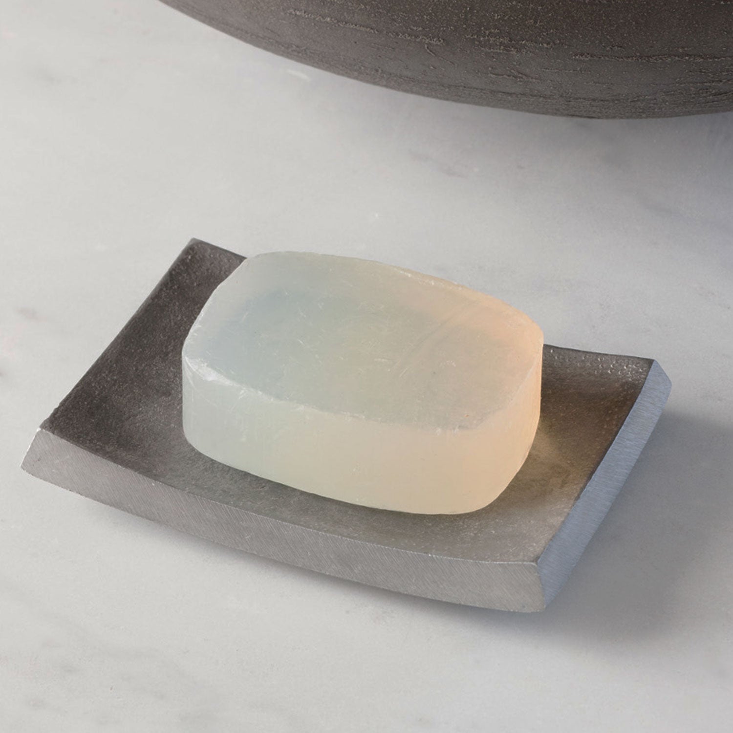 Stone Forest rectangular cast aluminum soap dish is approximately 3.5" w x 5" d x 1"h