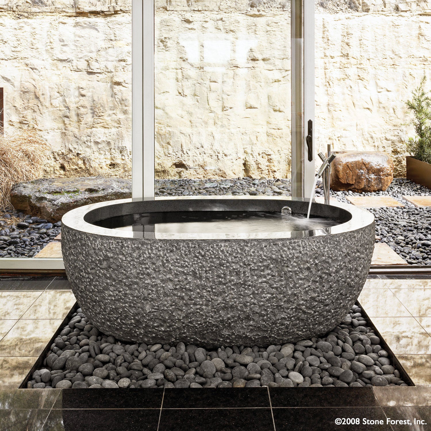 Black granite Oval Bathtub