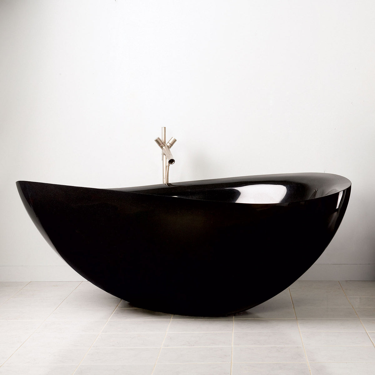 Stone Forest free standing  Papillon Bathtub in polished black granite image 10 of 11
