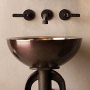 Small Beveled Vessel with copper exterior and stainless steel exterior