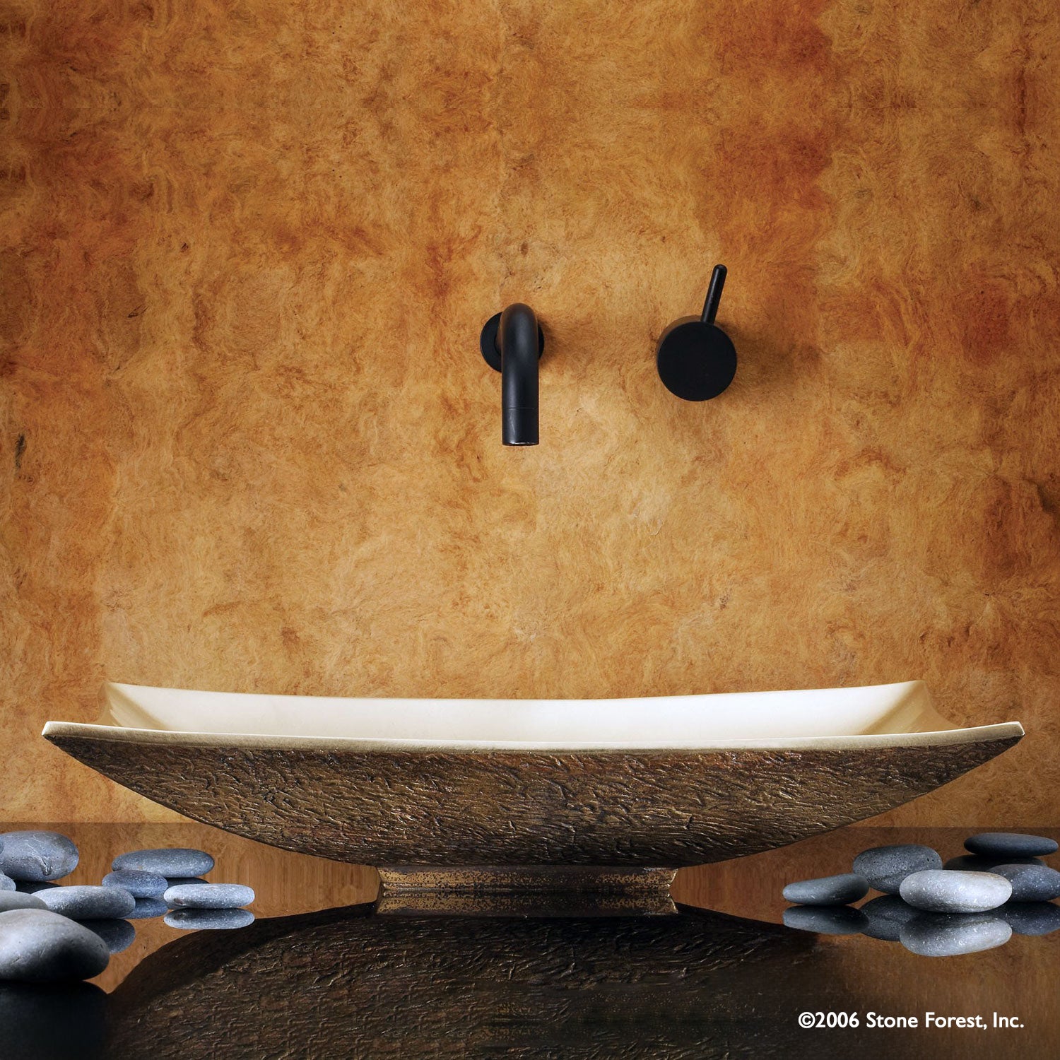 Stone Forest's Bronze Zen vessel sink is a unique bronze vessel handcrafted using traditional sand casting methods. Golden Bronze.
