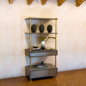 Stone Forest Elemental Classic Storage Set in aged brass and antique gray limestone. image 1 of 4