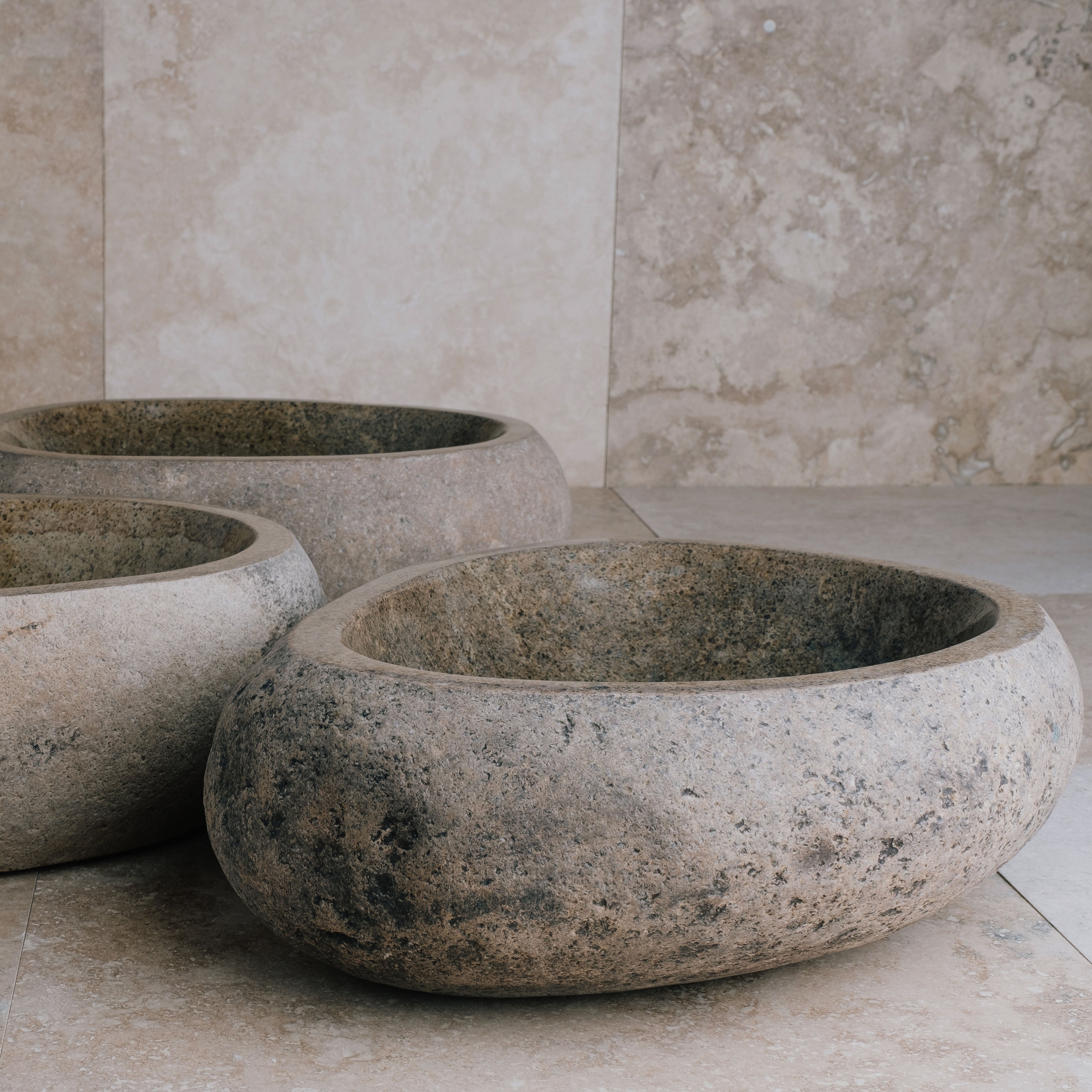Close up of stone Pebble Vessel Bath Sink