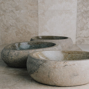 Close up of stone Pebble Vessel Bath Sink image 3 of 4