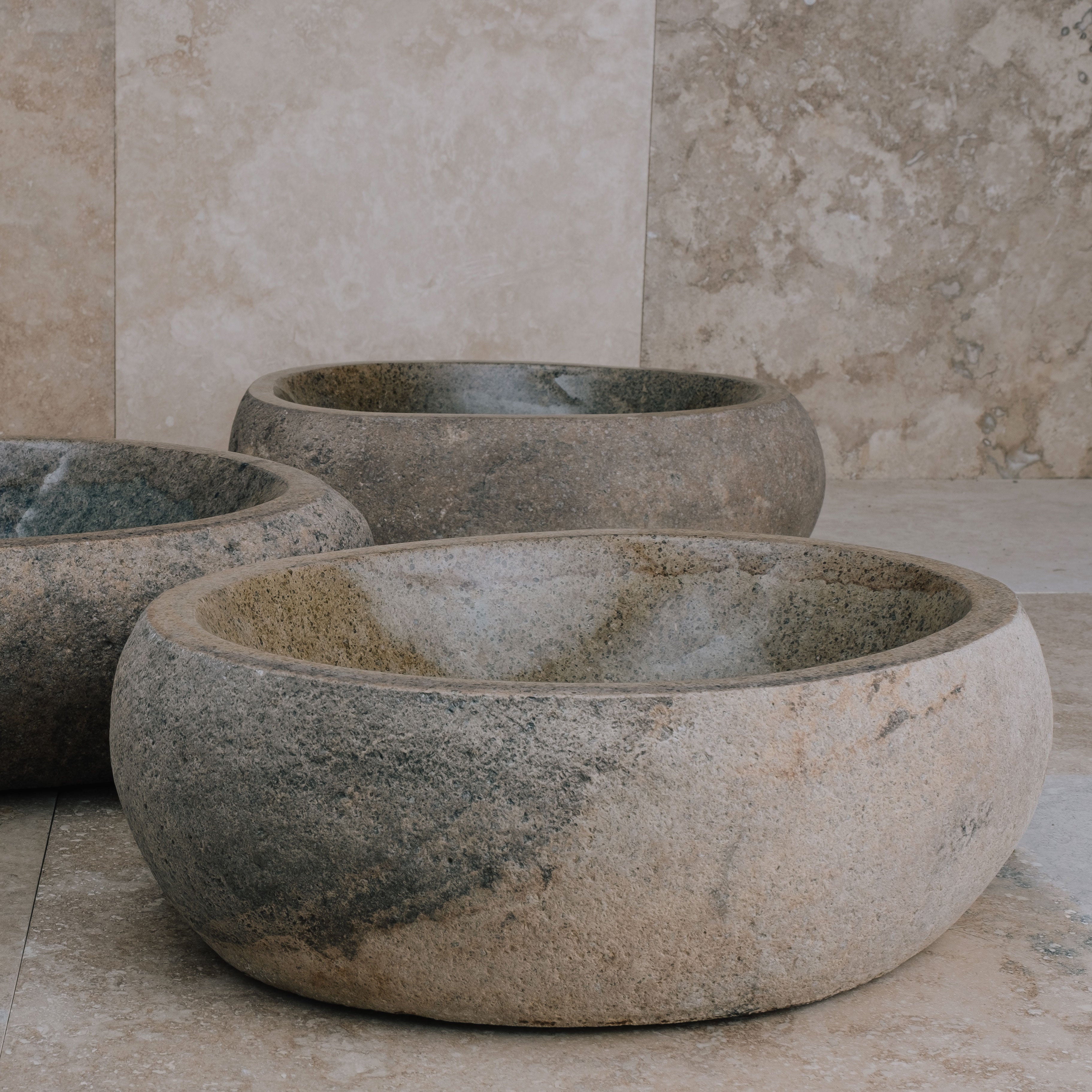 Close up of stone Pebble Vessel Bath Sink
