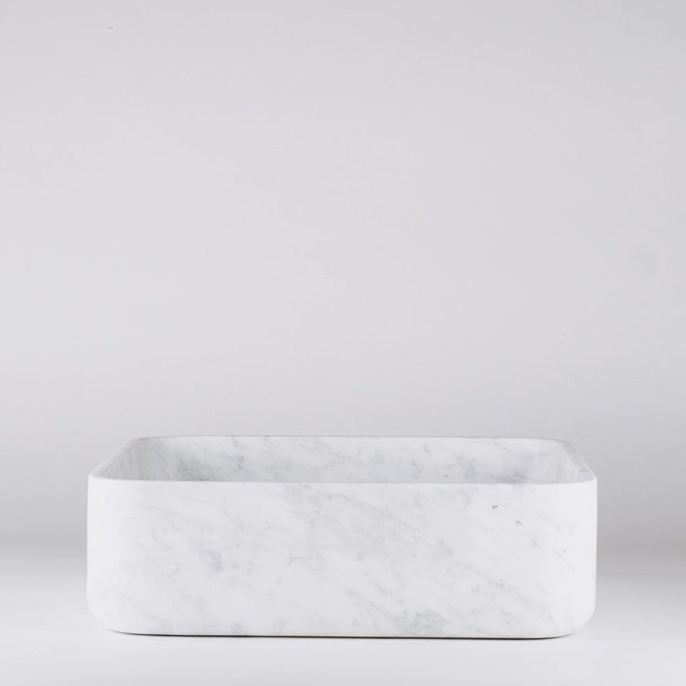 Thin Walled Square Vessel Sink in Carrara Marble image 3 of 3