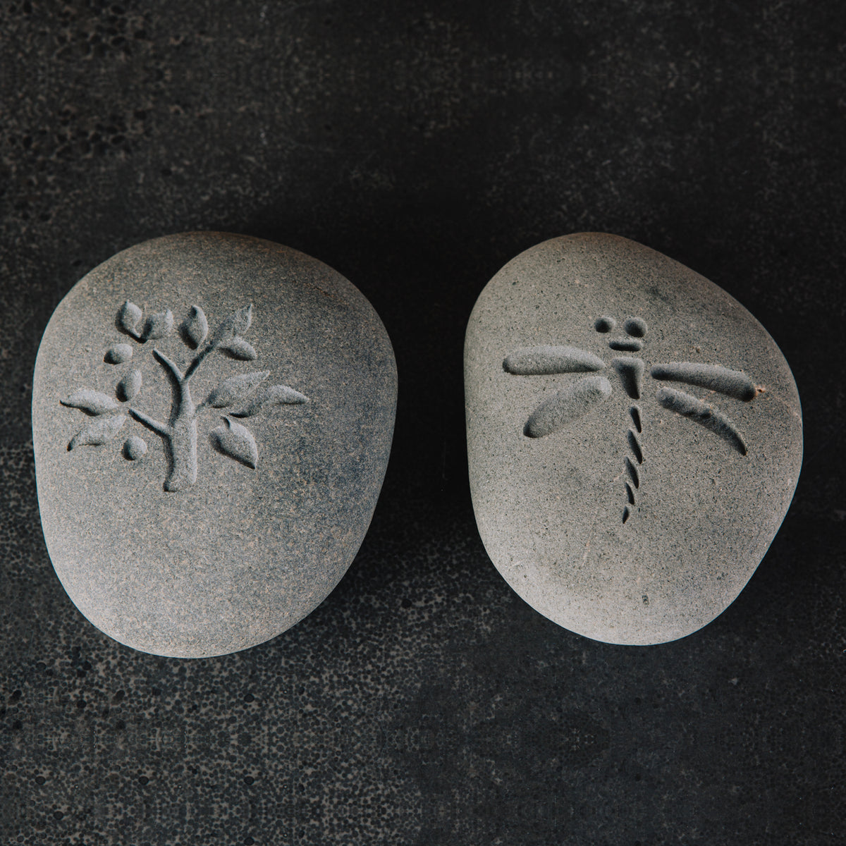 Stone Forest Dragon Fly or Tree of Life Character Pebbles are  each uniquely carved from natural river pebbles image 7 of 7