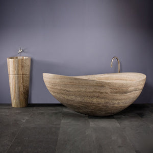 Stone Forest free standing  Papillon Bathtub in silver travertine image 8 of 11