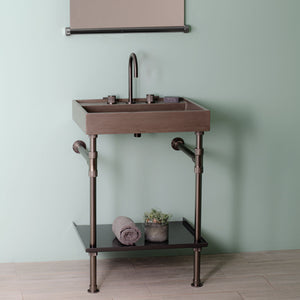 Ventus Bath Sink with Faucet Deck in Elemental Concrete paired with Elemental Classic Tray Vanity in graphite image 2 of 4