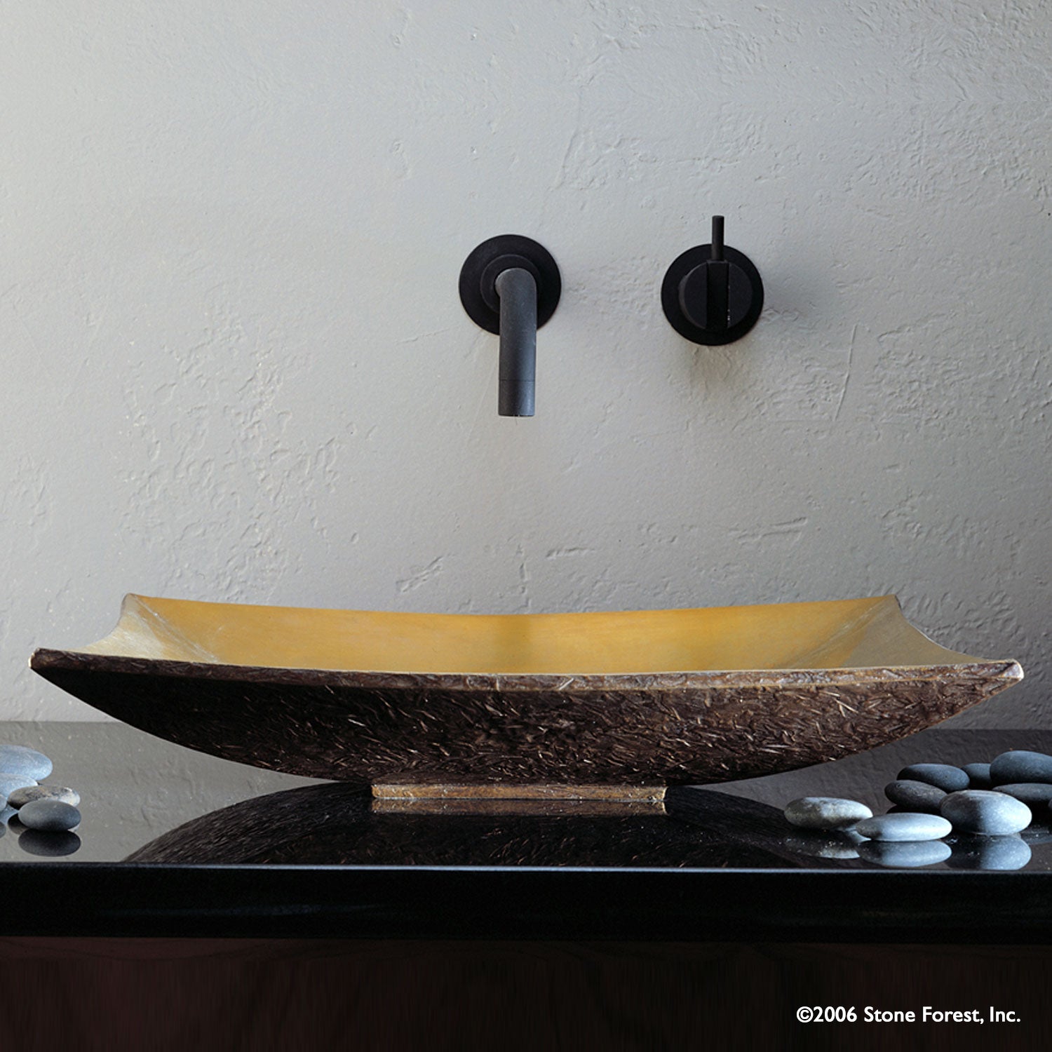 Stone Forest's Bronze Zen vessel sink is a unique bronze vessel handcrafted using traditional sand casting methods. Golden Bronze.