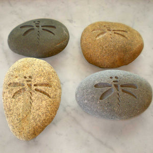 Stone Forest Dragonfly Character Pebbles are  each uniquely carved from natural river pebbles image 5 of 7