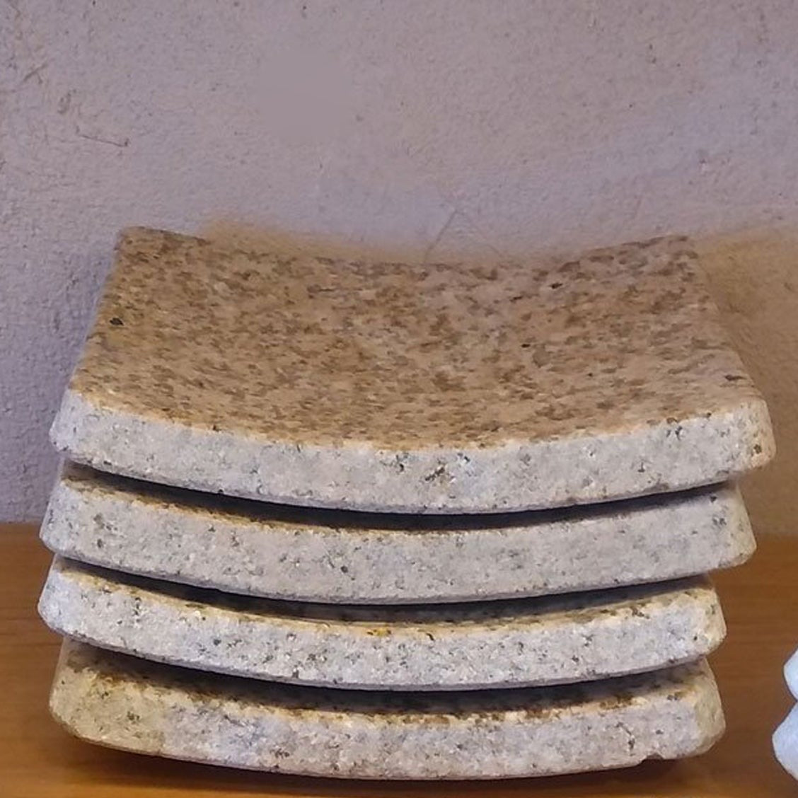 Stone Forest rectangular Beige Granite soap dishes are polished smooth. 6" x 4" x 1"h