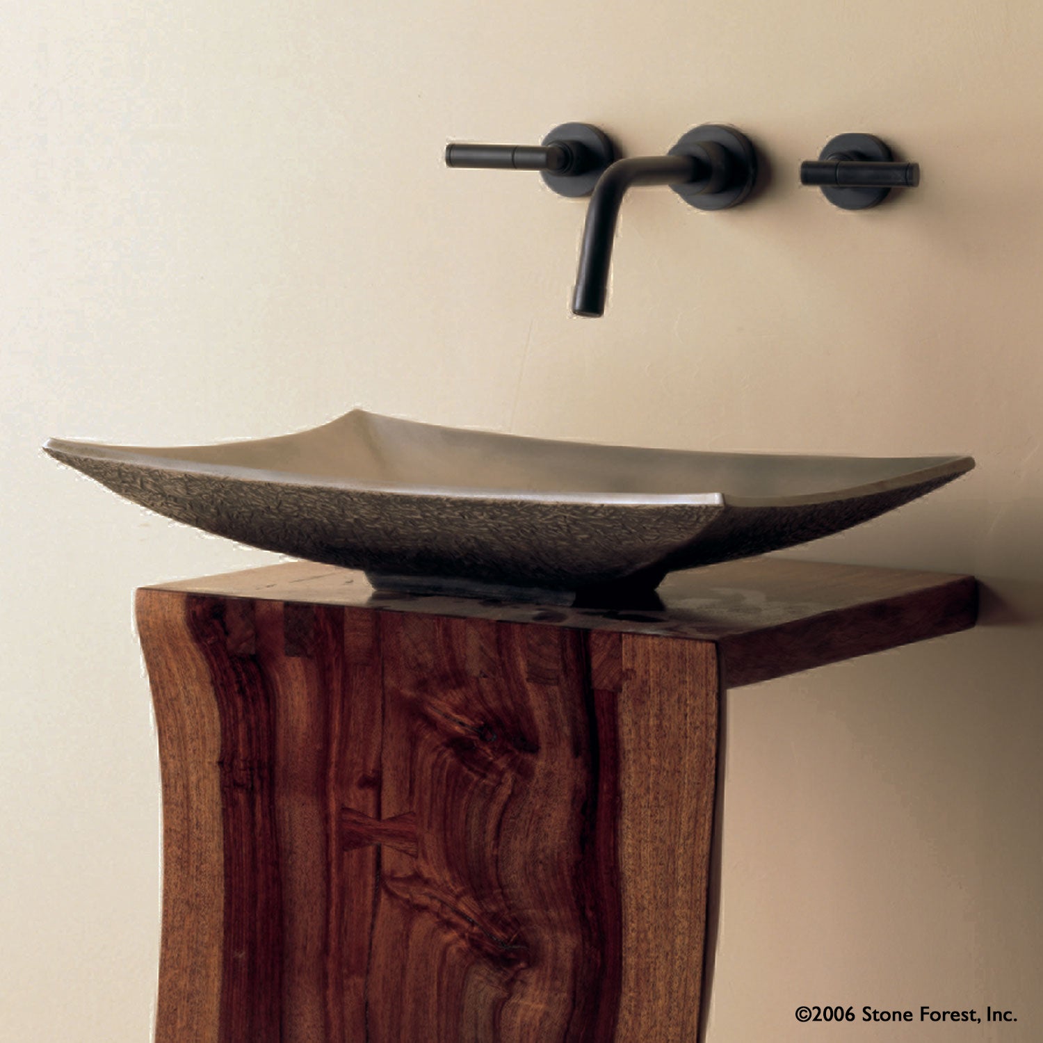 Stone Forest's Bronze Zen vessel sink is a unique bronze vessel handcrafted using traditional sand casting methods. White Bronze.