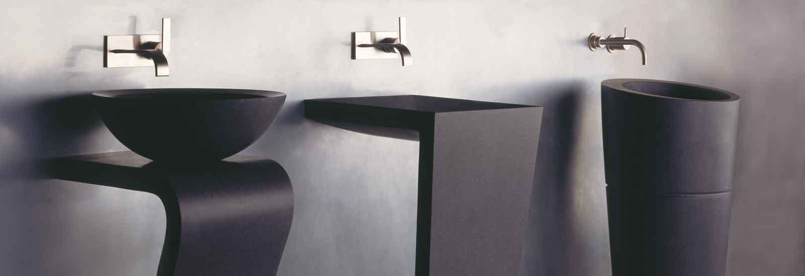 Three black granite Bath Sink pedestals